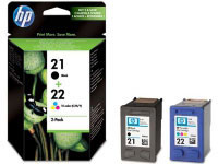 Cartuchos de impresin para inyeccin de tinta en paquetes combinados HP 21/22 (SD367AE#301)